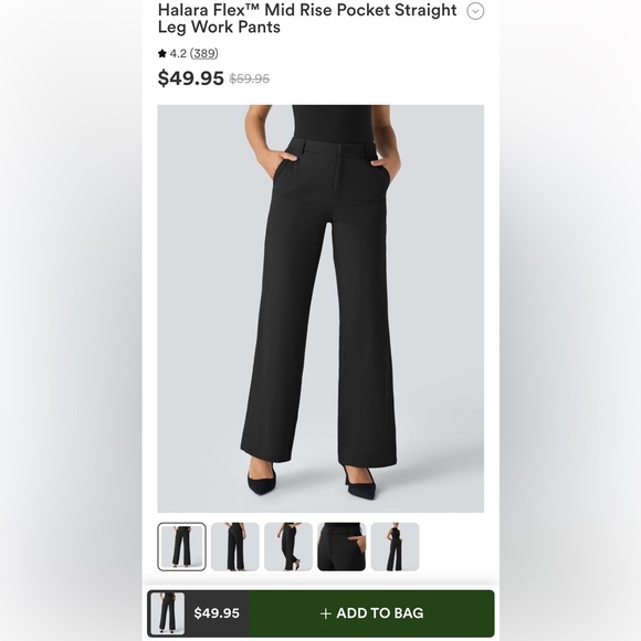 NWT Halara Flex™ Black Mid Rise Pocket Straight Leg Work Pants Womens Large - Picture 5 of 14